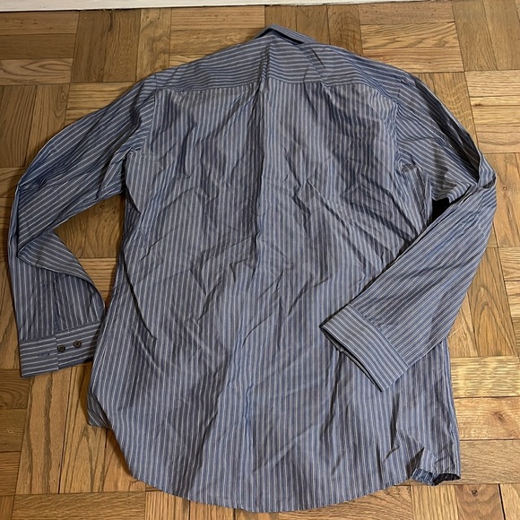 hugo boss red label grey blue striped shirt button down size 15.5 32/33 small - Picture 7 of 7